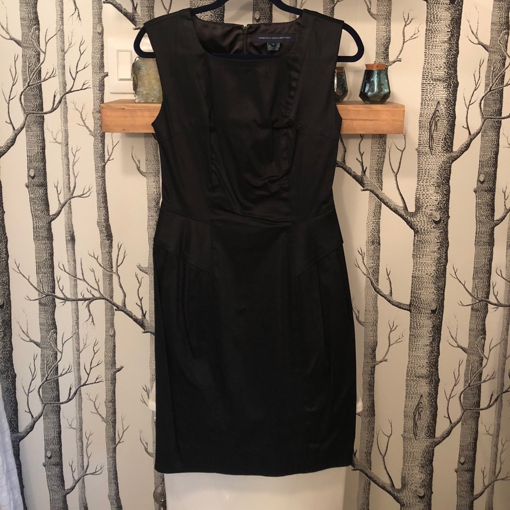French Connection LBD Black Dress w Peplum
